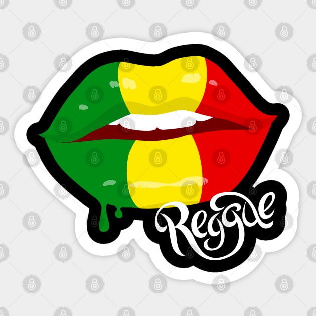 Reggae Clothing for women, Rastafarian Flag Lips, Reggae Sticker by Happy Lime